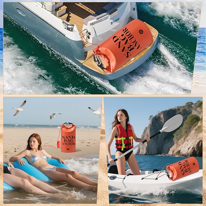 2 Pack 10L Sand Anchor Bag for Small Boats 2 in 1 PWC Jet Ski Anchor Bag Kit with Adjustable BuoyWaterproof Dry Bag for Jet Ski Kayak Boat Paddle Board Watercraft and Canoe