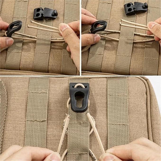 Backpack Bungee Cord 10 PCS Outdoor Backpacks Expansion Buckle Climbing Bag Extended Webbing Clip(Black)