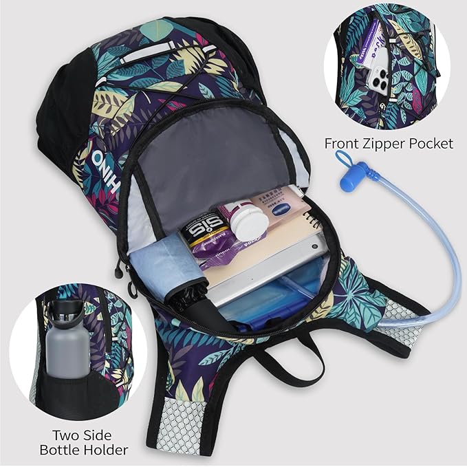 Lightweight Hydration Backpack Running Backpack with 2L Water Bladder Hydro Water Daypack for Cycling Hiking Rave for Men Women
