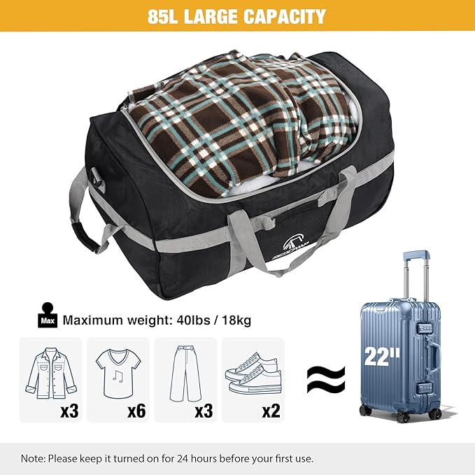 REDCAMP 85L/120L/140L Foldable Duffle Bag with Wheels Large Travel Duffel Bag