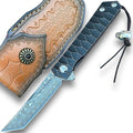 TACTICAL GEARZ Damascus Pocket Folding Knife Solid Titanium Handle 67 Multi Layers Damascus VG10 Steel Tanto Blade (Saint DXT Beast Bundle)