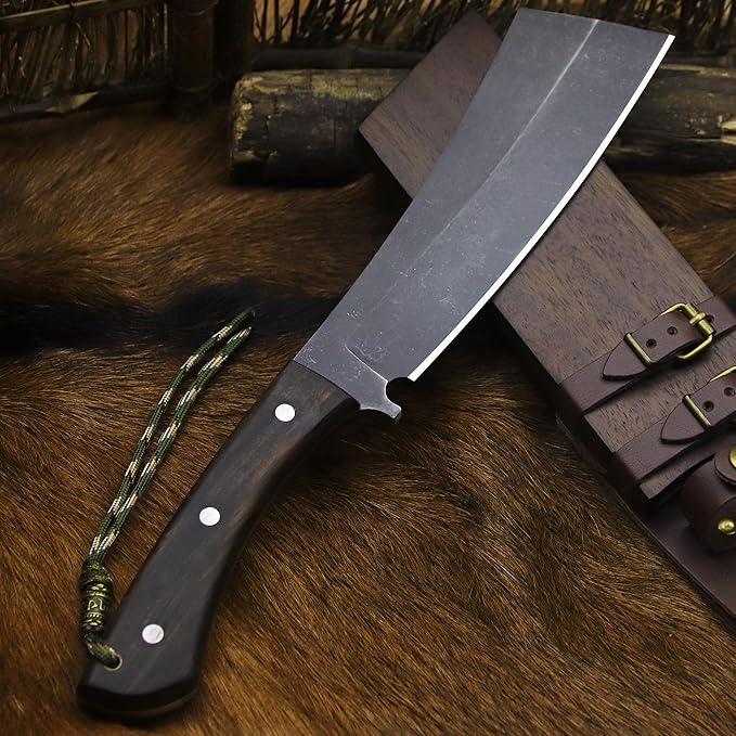 BA-KOR (Pioneer ) (14.6) DC53 steel 6mm thickened full Tang fixed knife+ Wooden sheath &amp(5.9IN) Cerium Igniter suitable for outdoor hunting cutting chopping camping obstacle removal explora