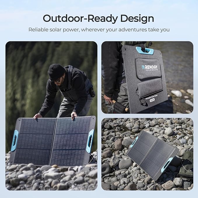 Renogy 100 Watt Solar Panel N-Type 100W Portable Solar Panels w/Kickstands Foladable 25% High Efficiency Solar Charger for Power Station USB-A&ampType-C Output for Camping RV SUV Off-Grid Outd