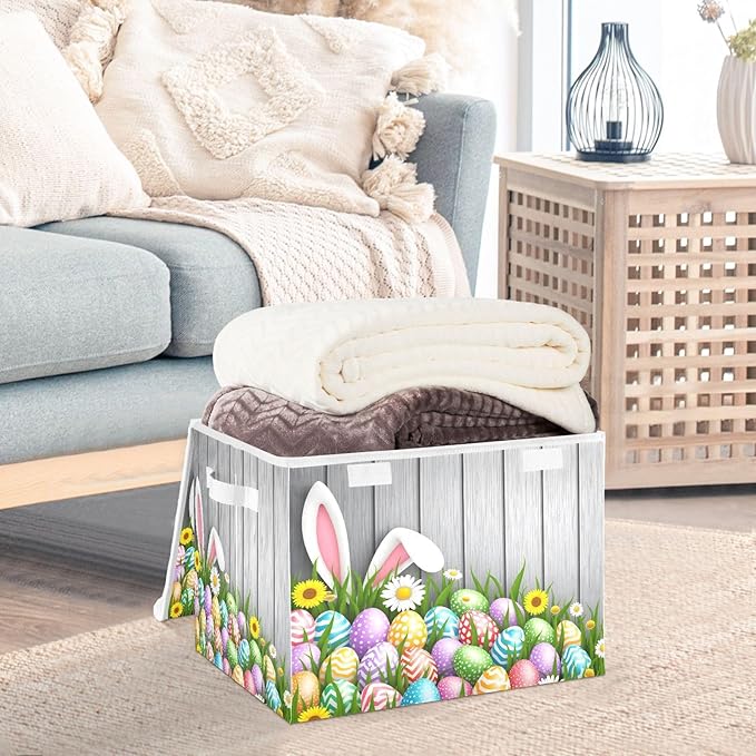 senya Easter Baskets Collapsible Bins with Lids Flowers Wood Boxes Clothes for Organizing