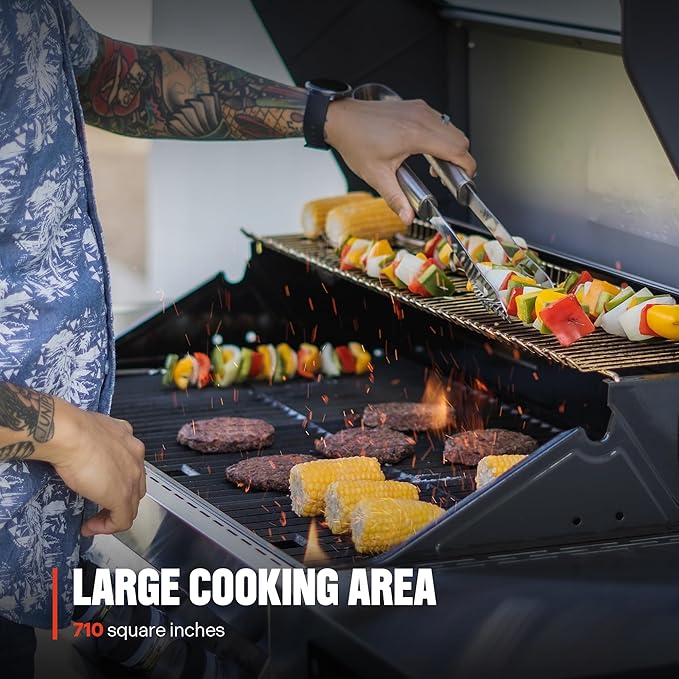 Monument Grills 4+1 Liquid Propane Gas Smart BBQ Grill 4 Burners &amp 1 Side Burner Denali 405 Stainless Steel with Smart technology Knob Controls Outdoor Use
