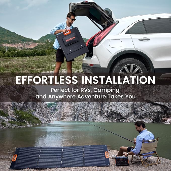 Portable Solar Panel 200 Watt Foldable 200W Solar Cell Solar Charger for Power Station Waterproof w/Adjustable Kickstand XT60 Anderson DC 8mm Connector for Camping Off Grid Living