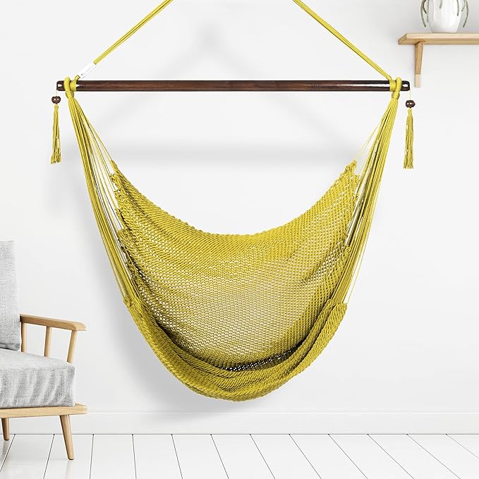 Large Caribbean Hammock Chair - 48 Inch - Polyester - Hanging Chair - Olive