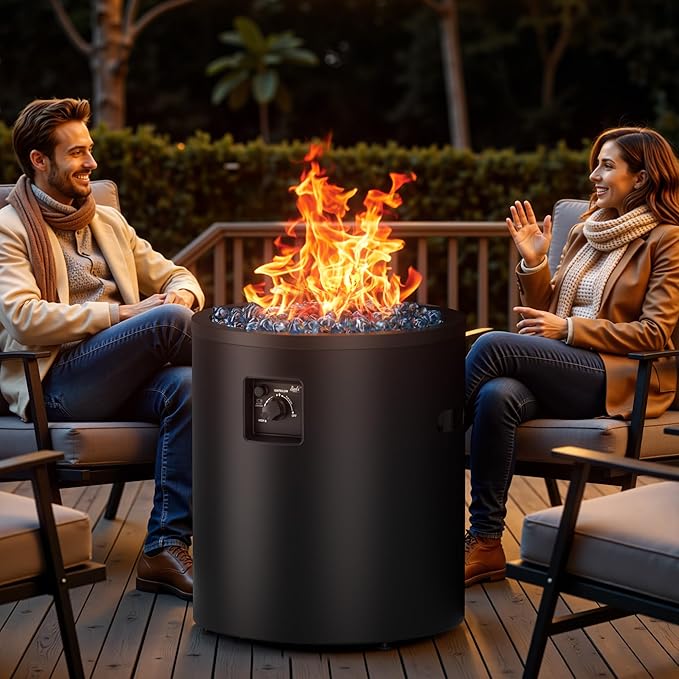 BALI OUTDOORS 50000 BTU Propane Fire Pit Outside 23 inch Outdoor Fire Pit Round Black Firepits for Outside Patio Garden Backyard