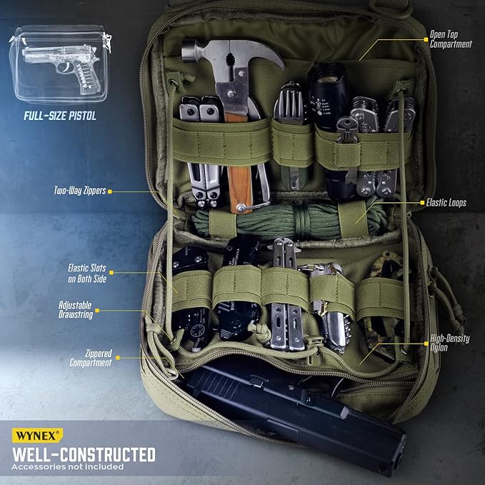 WYNEX Tactical Rig Pack for Men Running Bag with Front Loop Airsoft Recon Chest Rig for Hunting Outdoor EDC Large Admin Pouch of Double Layer Design MOLLE EDC EMT Pouch