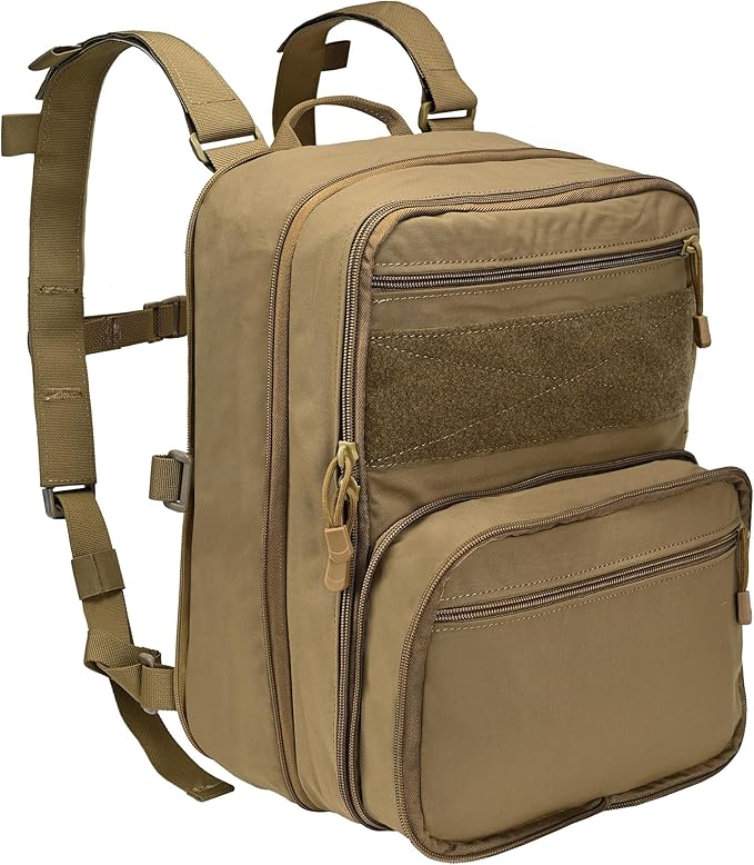 Tactical Expandable Flatpack Chest Rig Backpack MOLLE Assault Pack Hydration Pack for PC Vest (Coyote Brown)