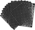 MYFAMIREA Modular Interlocking Cushion 8 Pack 11.8 x 11.8 Rubber Floor Tiles Non-Slip Splicing Drainage Mats for Deck Black