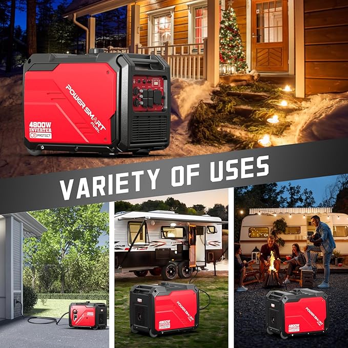 5000 Watt Portable Inverter Generator with Electric Start 30 Amp for Home Use and Emergency Backup CO Protect Super Quiet