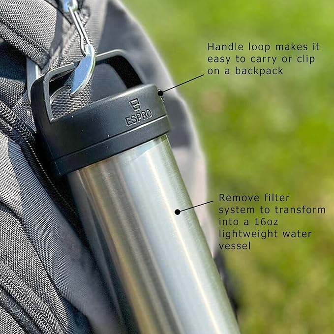 ESPRO Go P0 Ultralight French Press Coffee Maker for Travel Vacuum Insulated Stainless Steel 16 Ounces Brushed Stainless Steel