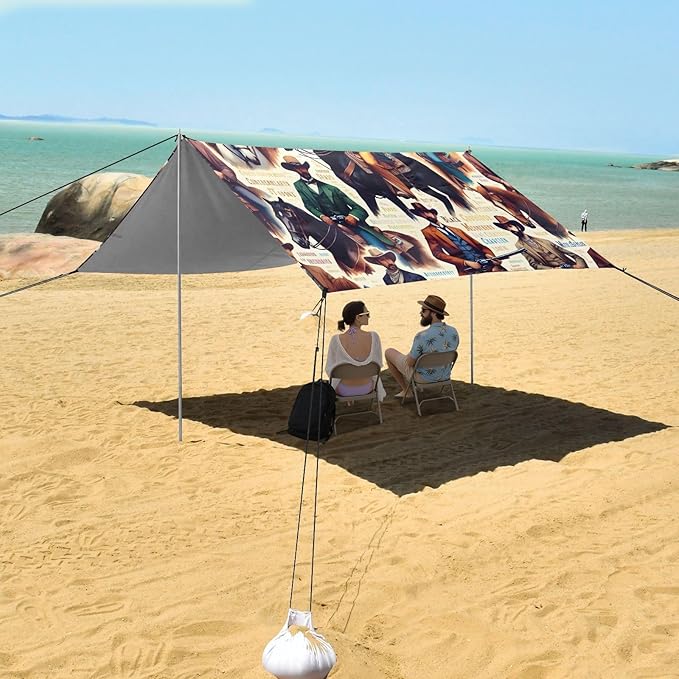 Gentle Cowboys Beach Tent Sun Shelter Set UPF50+ UV Protection 10.5 x 9.19 FT Camping Shade Canopy with Sandbags Sand Anchors Carrying Bag and Others