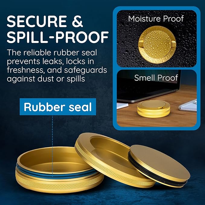Premium Pouch Container | Metal Can | Moisture &amp Odor Proof Snus Can | Pouch Accessories (Gold)