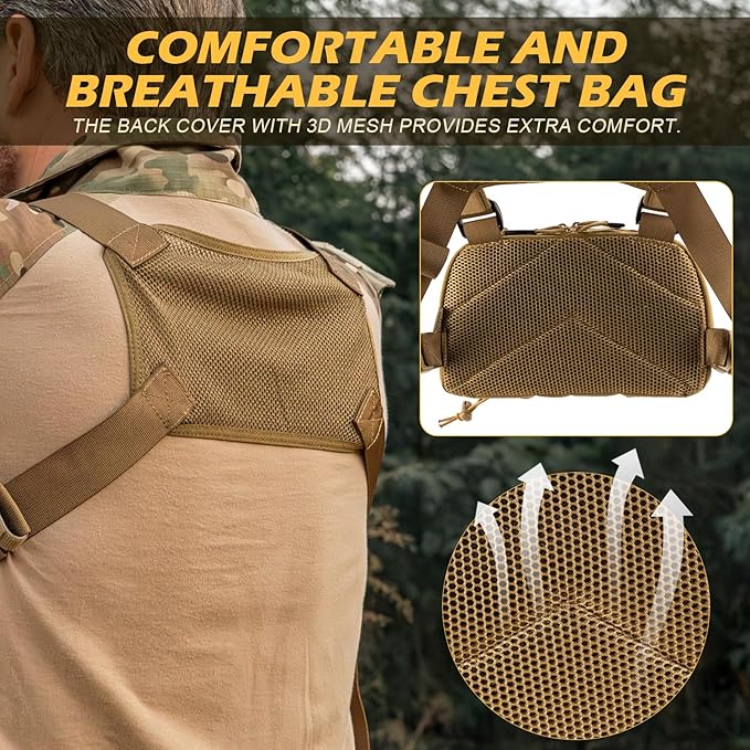 Tactical Chest Pack Bag Molle EDC Pouch Bag with CCW Compartment Adjustable Strap Workouts Fishing Hunting