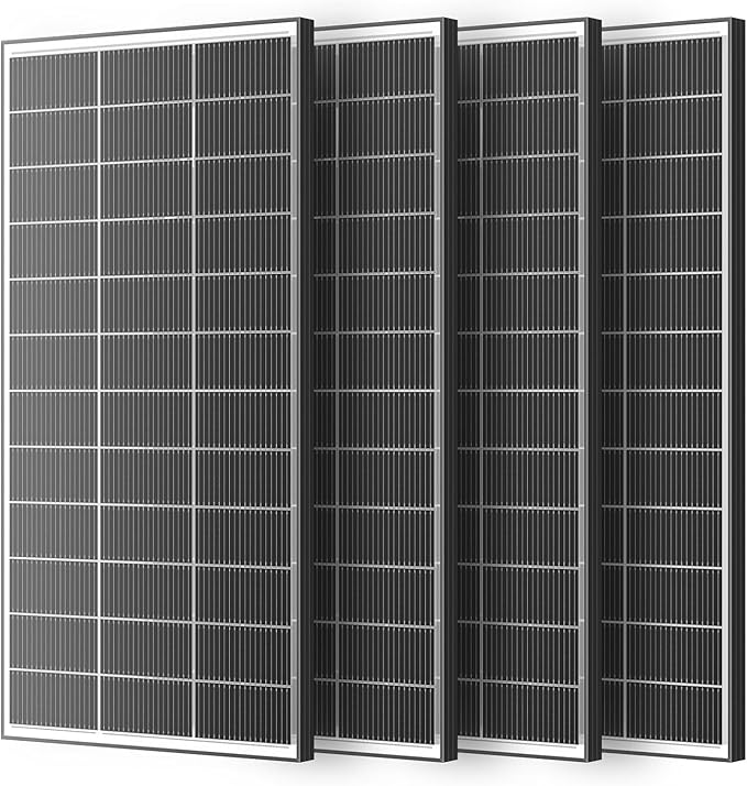 Bifacial 300W Solar Panel 25% High Efficiency with N-Type 18BB Cells Capture 30% More Energy from Front &amp Back Weatherproof for RV Off-Grid Home Farm Marine &amp Harsh Environments (300W-4PACK