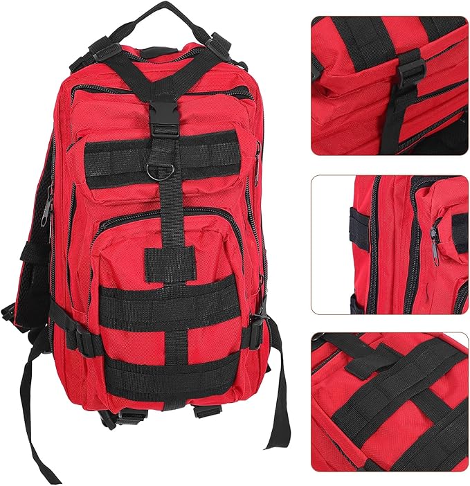 BESTonZON Outdoor Tactical Backpack Double Shoulder Bag Red 3p Modular Design Camping Hiking Mountaineering Storage Tools Bag for Outdoor Training and Travel