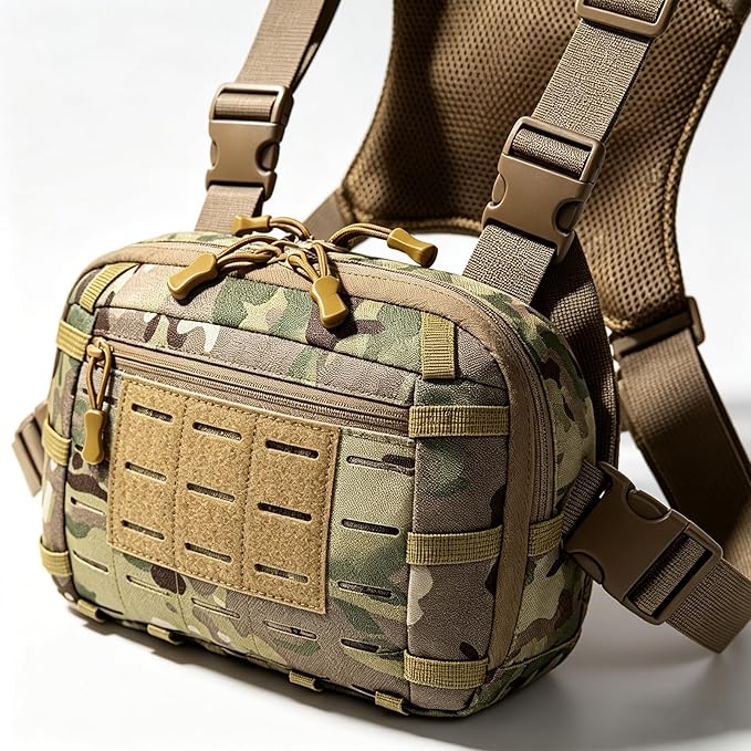 Tactical Chest Pack EDC Chest Bag Utility Molle Chest Rig Pouch with CCW Compartment Adjustable Strap Admin Pouch