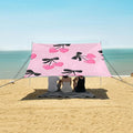 ALAZA Black Bow Pink Heart Beach Tent Sun Shelter Portable Canopy Sunshade for Outdoor Camping Picnics Backyard Fun 10x9 ft