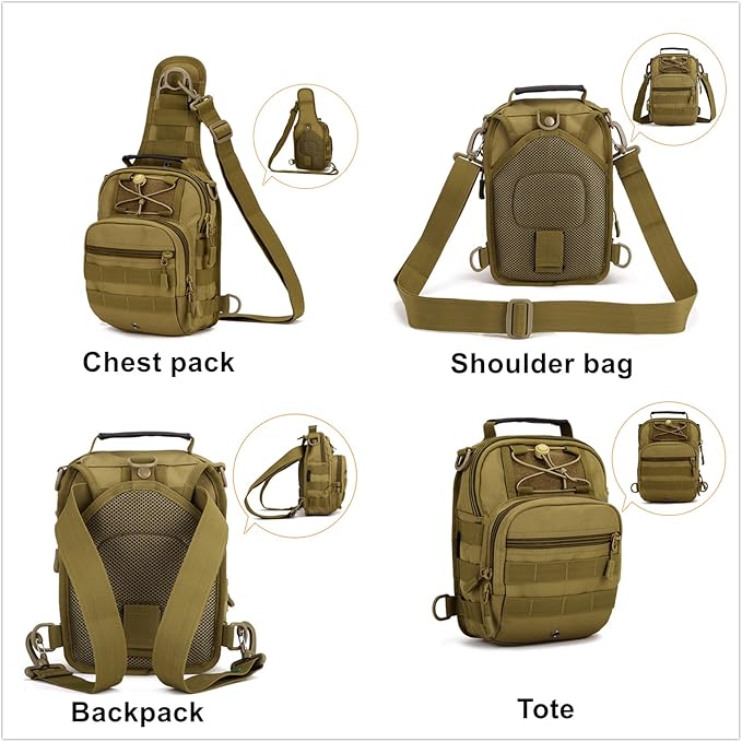 Protector Plus UNISTRENGH Tactical Sling Chest Pack Large MOLLE Crossbody Shoulder Bags Gear Duty Daypack