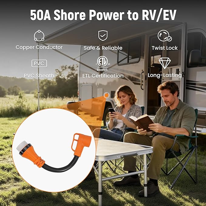 maXpeedingrods NEMA SS2-50P Male to 14-50R Female Adapter Cable 50A to 50A RV Power Adapter with Twist Lock Design for Camper Trailer Yacht