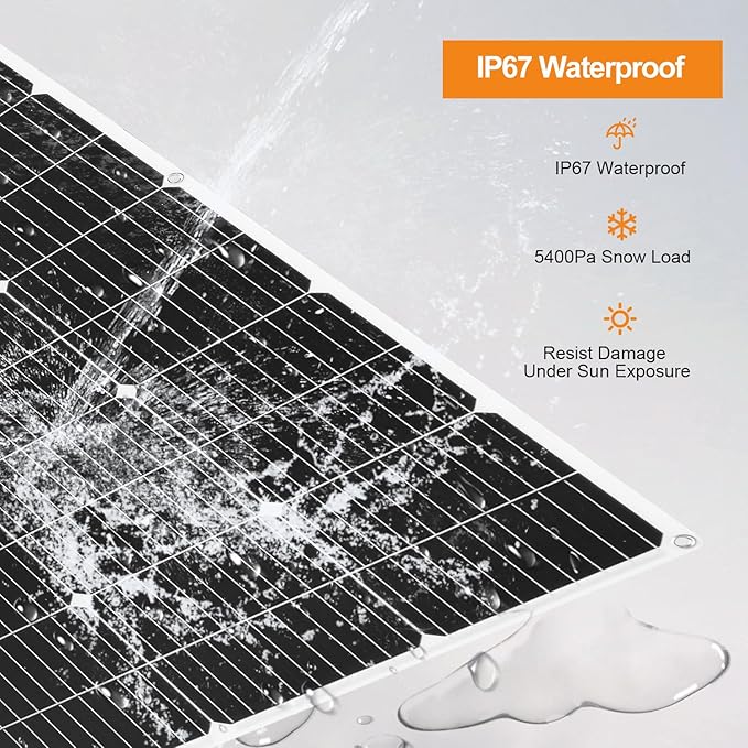400W Flexible Solar Panel 4 Piece 100 Watt 12 Volt High-Efficiency Monocrystalline PV Module Power Charger for RV Marine Rooftop Battery and Other Off-Grid Applications