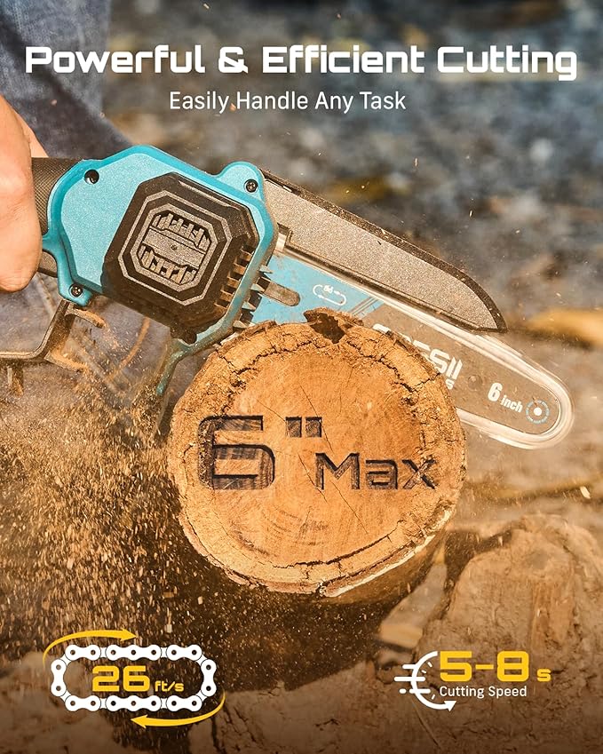 SEESII Mini Chainsaw &amp Electric Pruning Shears Combo 6-inch Brushless Handheld Power Chain Saw 1.2” Cutting Cordless Pruner for Tree Trimming Tools Kit with 2x2000mAh Batteries Fast Charger