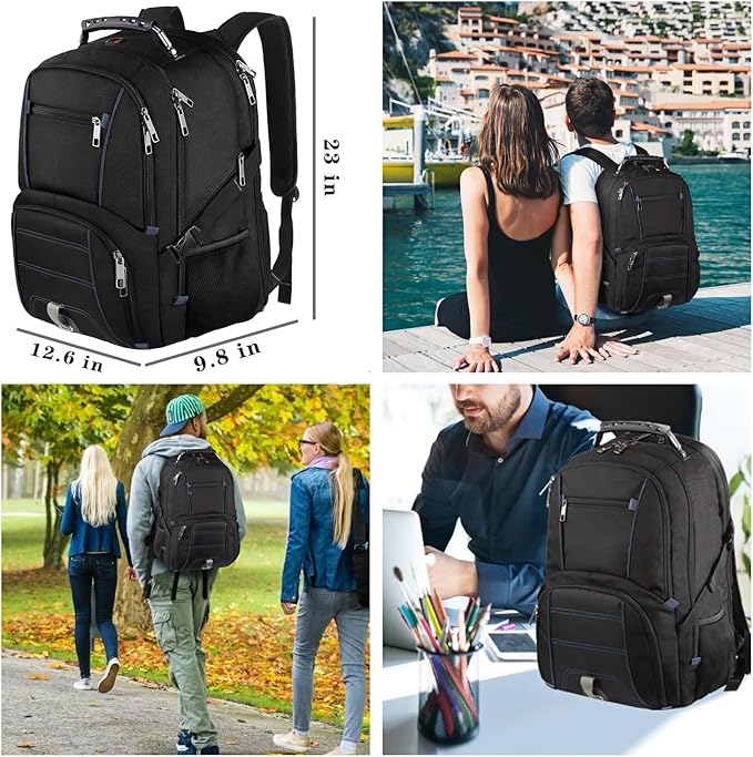 Extra Large 50L Travel Laptop Backpack Computer bag Backbag TSA Friendly Durable Big RFID Heavy Duty Business Tech Backpack Fits 17 Inch Laptops for Men Women