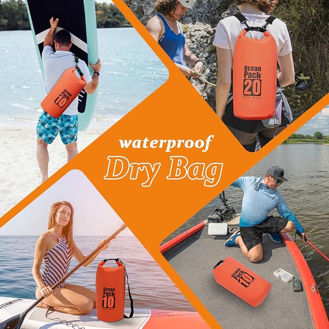 Outdoor Waterproof Dry Bag for Beach Camping Travel Hiking Dry Sack (Orange) (10 Liter) ES0008