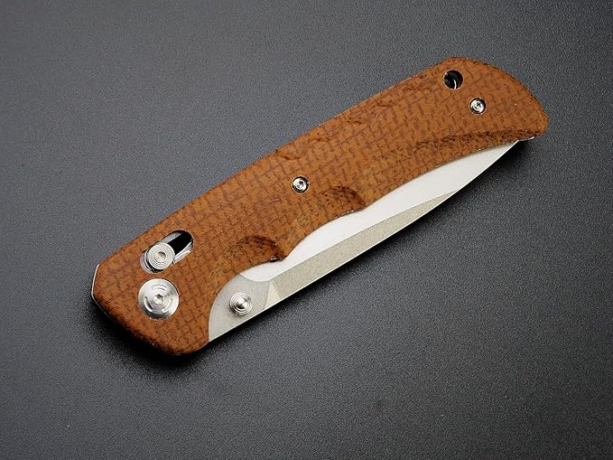 Sitivien ST110 Folding Knife D2 Blade and Micarta Handle Pocket Knife EDC Tool Knife with Pocket Clip for Outdoor Camping Hiking Survival(Brown) …
