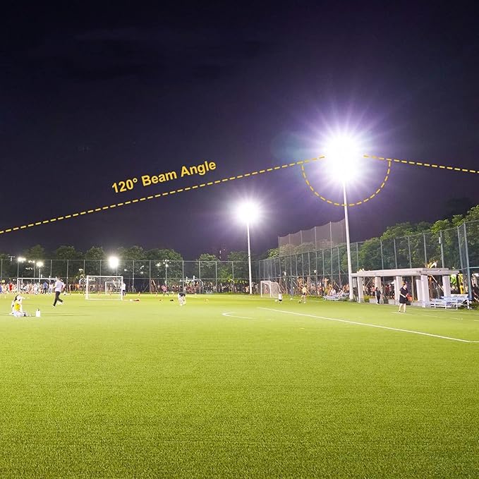 2 Pack 1000W LED Flood Light Outdoor95000LM 6500K Daylight White Exterior Security FloodLight with Plug IP66 Waterproof Commercial Lighting for Sports FieldsParking LotsCourtsArenaStadium