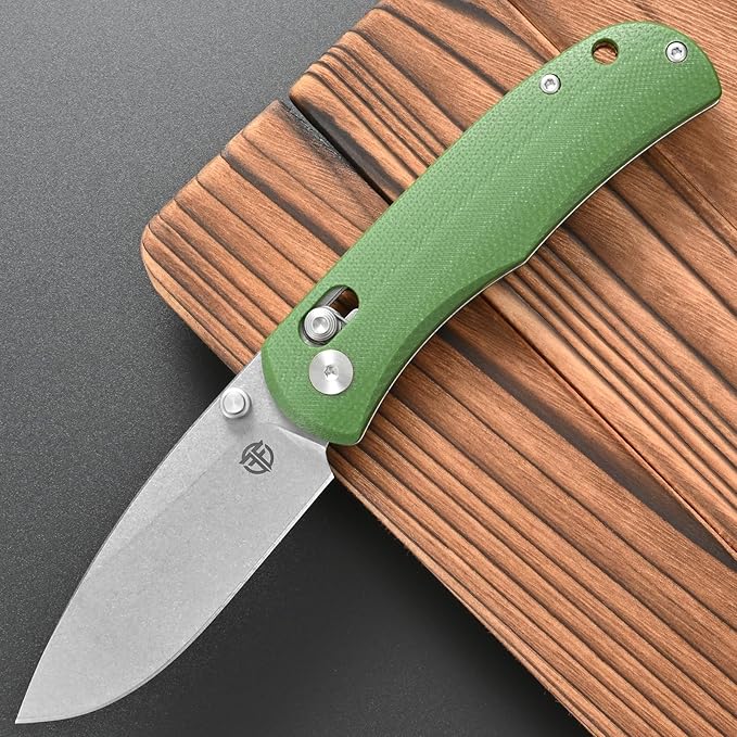 FF22 Folding Pocket Knife VG10 Steel Blade G10 Handle Full Tang Knife for Outdoor Camping Hunting Hiking Survival (Green)