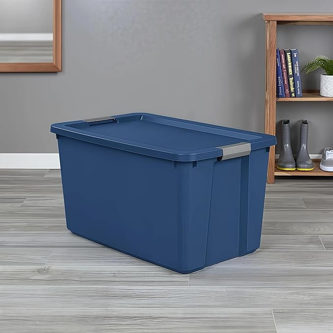34-Gallon Heavy-Duty Storage Box with Lid - Large Plastic Container Suitable for Garage Outdoor Home and Storage Needs Blue