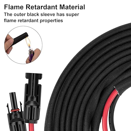 30FT 10AWG Solar Panel Extension Cable with Pair of Connectors Solar Cable for Solar Panels Charge Controllers and Solar Generator (10AWG 30FT)