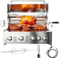 BODEGA 5 Burner Built In Gas Grill Island Head Stainless Steel 30 Inch Propane Grill with Rear Burner 58000 BTUs 988.5 SQ In Racks Dual Fuel Compatibility Gas Grill Outdoor Cooking BBQ Fork Kit.