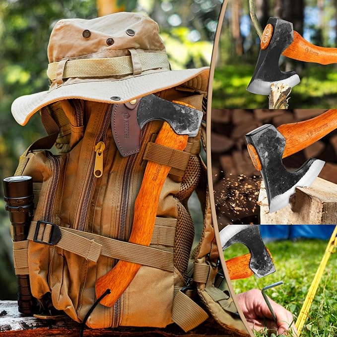 NEDFOSS Mammoth Hatchet Axe for Camping 15.6 Camping Axe for Wood Chopping Hand Forged Camping Axes &amp Hatchets Multipurpose Splitting Axe for Carving Bushcraft Outdoor Forest Garden Gift for