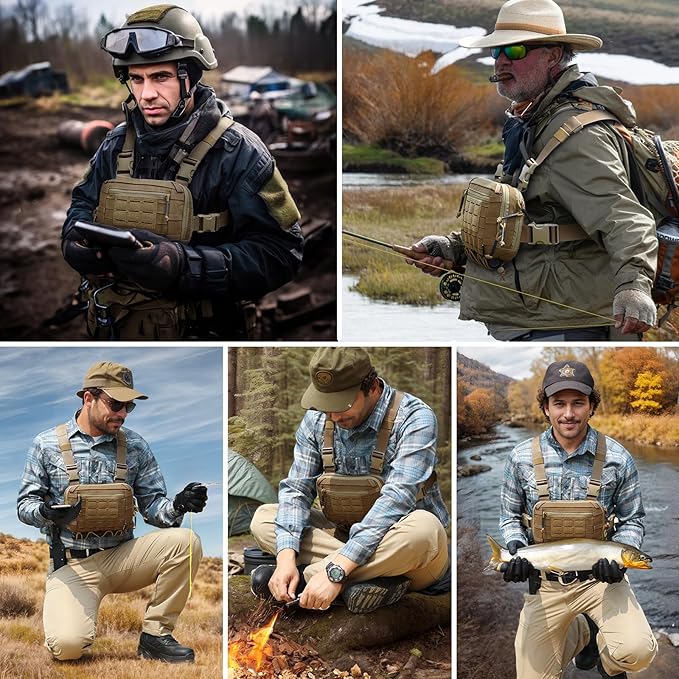 Tactical Chest Pack EDC Chest Bag 2L Utility Molle Chest Rig Pouch with CCW Compartment Adjustable Strap Outdoor