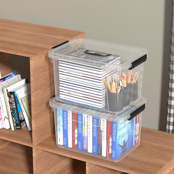 4-Pack Plastic Storage Bins Boxes Containers with Lids 18 L Clear Latching Box with Handle