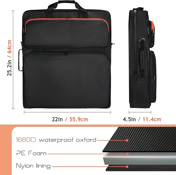 Solar Panel Storage Bag Compatible with 2 Jackery 100W / 200W Padded Portable Solar Panel Travel Bag Compatible with Jackery SolarSaga (100W | 25.2×22×4.5)