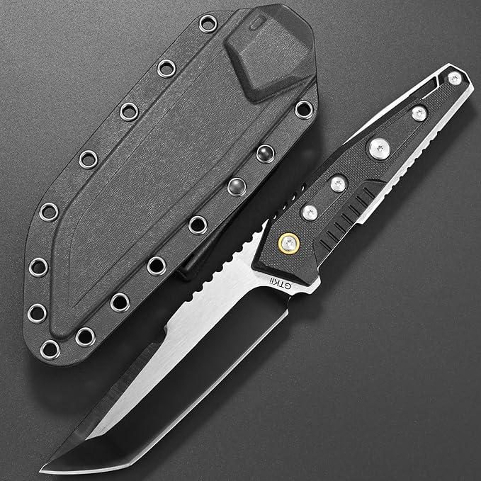 Gtkii GTK35 Fixed Blade Knife DC53 Steel Tanto Blade Full Tang Nylon Fiberglass Handle Compact EDC Fix Knifes for Outdoor Camping Adventure Survival