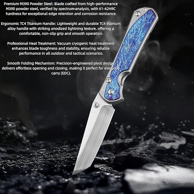 Pocket Knife Hunting Knives &amp Tools Knifes HRC 61 Titanium Alloy Handle Folding Knife Outdoor Knife Gifts for Hunters Men who have Everything Men Gifts