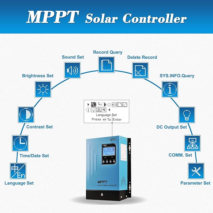 60A MPPT Solar Charge Controller 12V24V48V Auto Battery Regulator Solar Panel Max 150V Input for Lithium Sealed Gel and Flooded Batteries (Blue)