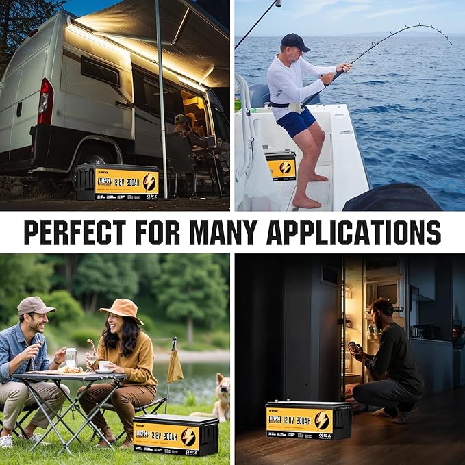 12V 200Ah LiFePO4 Battery 2 Pack Built-in 200A BMS 15000+ Deep Cycles Group 31 Lightweight Lithium Iron Phosphate Batteries for RV Marine Solar Trolling Motor Home Energy Off-Grid