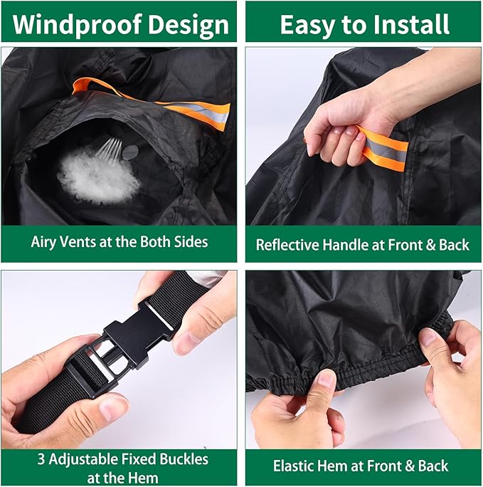Hammock Covers for Outdoor Waterproof Durable 420D Hammock Cover for 12 ft Hammock Stand Windproof 3 Buckles &amp 1 Elastic Cord Airy VentReflective handleAll Weather Protection Hammock Rain Cov