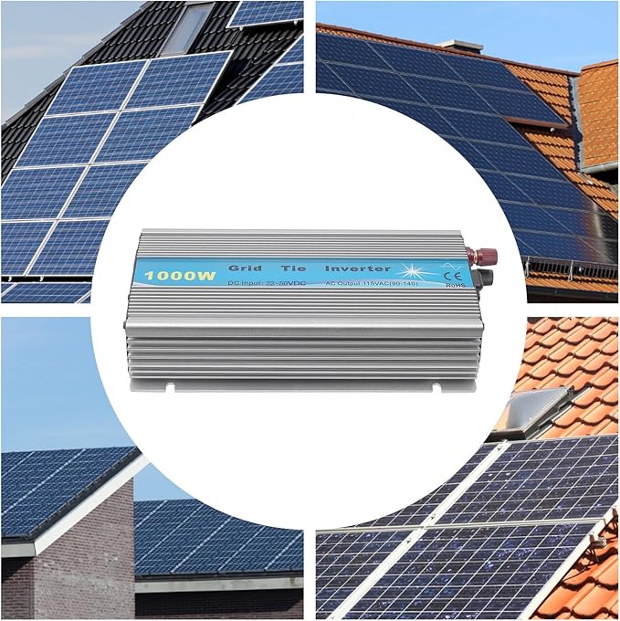 1000W Grid Tie Inverter MPPT Pure Sine Wave 22-50VDC Solar Input AC90-140V Output Solar Inverter for 12V Solar Panel