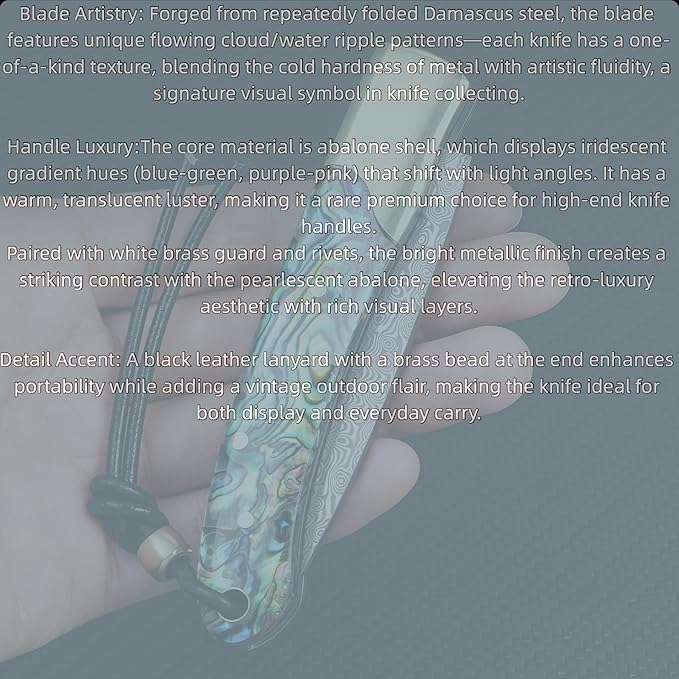 Damascus Steel Knife Knives for Men HRC 60 Pocket Knives Hand-Forged Damascus Folding Knife Camping Gear Lightweight Outdoor Knife for Backpacking Gift Ideas for Boyfriend