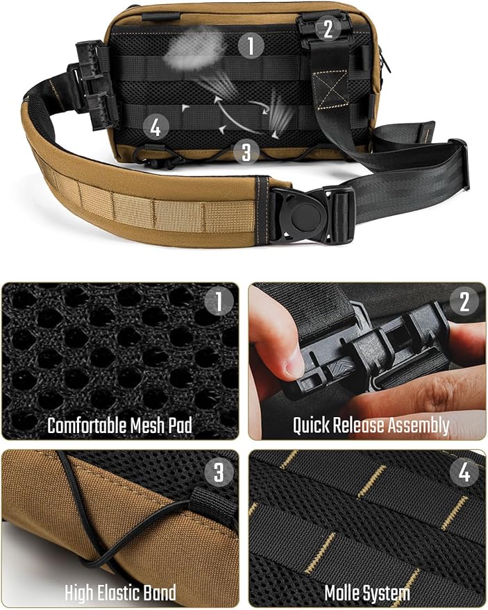 TACTICAL_GEEK L3C EDC Sling Bag Crossbody Shoulder Bag Multipurpose Daypack Chest Backpack Casual Sling Bag for Men &amp Women (Coyote Tan)