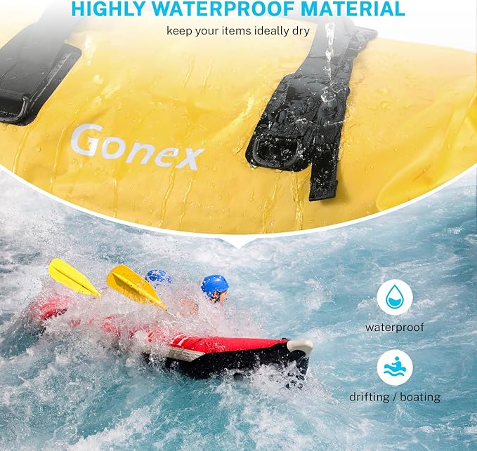 Gonex 40L 60L 80L Extra Large Waterproof Duffle Travel Dry Duffel Bag Heavy Duty Bag with Durable Straps &amp Handles for Kayaking Paddleboarding Boating Rafting Fishing
