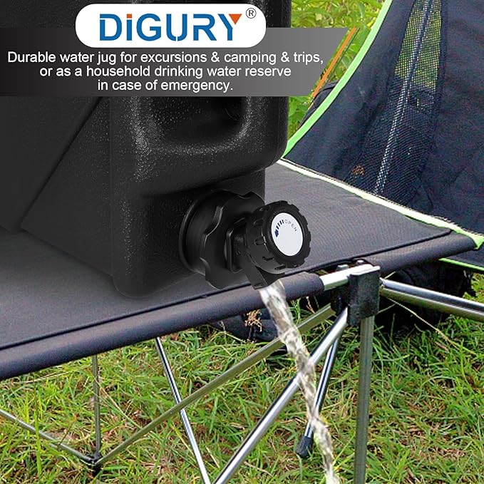 Digury 2.6 Gallon Water Jug Camping Water Container BPA Free Water Storage with Spigot No Leakage Portable Emergency Water Tank for Outdoor Hiking Camping Picnic Supplies Black